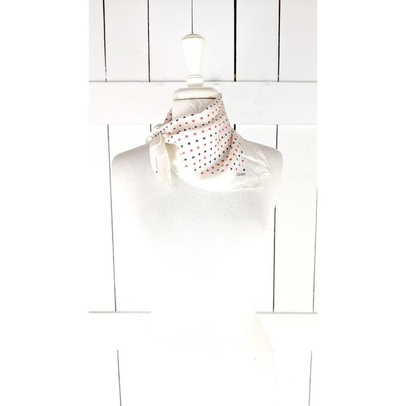 Vintage Echo red blue polka dot lightweight silk blend scarf - Picture 1 of 5